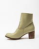 botki damskie BOTKI Z WYWIJANĄ CHOLEWKĄ - SKÓRA NATURALNA - MODEL 454 - KOLOR JASNY KHAKI 2