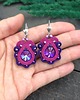 kolczyki soutache Kolczyki sutasz fioletowo różowe małe wiosenne kolorowe lekkie Flower 1