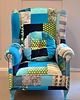 fotele Fotel Uszak Blue Patchwork Juicy Colors 2