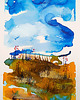 obrazy Pejzaż 83 - akwarela 16x24 cm 2