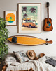 obrazy i plakaty do pokoju dziecięcego PLAKAT boho camper van, surferski, vintage ilustracja, travel poster 3