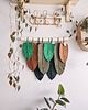 makramy Ciemna makrama zielone dekoracje na ścianę pióra liście do domu w stylu boho 1