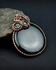 wisiory Wisiorek z dużym zielonym agatem  wire wrapping 3