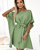 sukienki mini damskie 287-27 SOFIA Sukienka motyl z wiązaniem w pasie - oliwkowa 2