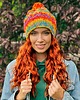 czapki damskie Czapka Handmade Smile Tęcza Pomarańcz 1