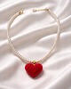 wisiory Naszyjnik PEARL HEART x Bardzo czerwony 3