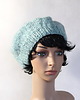 czapki damskie Miętowo - beret zrobiony na drutach 1
