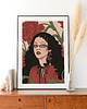 plakaty Women with red flowers  plakat ilustracja 3