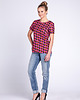 topy damskie Czarno różowa bluzka, top w stylu retro w kropki 5
