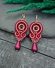 kolczyki soutache Kolczyki sutasz bordowe czerwone eleganckie z dużą łezką Cleo 2