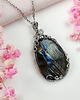 wisiory Naszyjnik Labradoryt Spektrolit stal chirurgiczna wisiorek handmade 3
