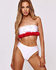 stroje kąpielowe i kostiumy kąpielowe damskie Komplet bikini biały top z kwiatami 3D Laura Flower 7