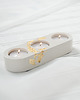świeczniki i świece Świecznik z gipsu polimerowego 3x tealight biały ze złotymi płatkami 3