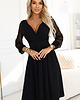sukienki midi damskie 657-1 Elegancka sukienka midi z kopertowym dekoltem - czarna 2