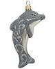 bombki Ręcznie malowana bombka szklana szary delfin zdobiony brokatem 4