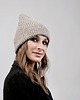 czapki damskie Czapka beanie  chłodny beż  100% merino 2