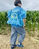 spodnie materiałowe damskie Balloon pants w paski n/b 6