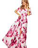 sukienki maxi damskie 194-2 Długa suknia z hiszpańskim dekoltem - duże różowe kwiaty 4