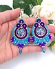 kolczyki soutache Blum kolczyki sutasz kolorowe z kwiatami turkusowo fioletowe 1