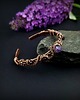 bransoletki wire wrapping Miedziana bransoleta mankietowa z ametystem i granatem - Zamówienie specjalne 3