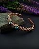 bransoletki wire wrapping Miedziana bransoleta mankietowa z chryzokolą 6