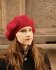 czapki damskie Klasyczny beret z antenką z wełny alpaki czerwony 9