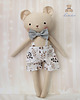 misie i maskotki Miś Antoś przytulanka w spodenkach białych w leśne wzorki, handmade 2