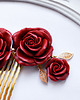 Biżuteria ślubna Komplet ślubny "Bordowe Róże" - Grzebyk + kolczyki 2