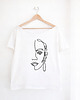 t-shirt damskie Lineart twarz Biały Oversize 3