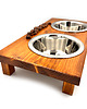 dla zwierząt różne RETRO Stojak drewniany bar  dla psa na miski 2 x 0,4 litra 2
