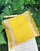 poduszki gładkie THE FRINGE PILLOW - żółta  poduszka z wełny 40x40cm 1
