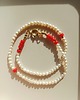 naszyjniki - inne Naszyjnik z pereł naturalnych i koralem 6