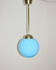 lampy wiszące Lampa wisząca z niebieskim szklanym kloszem, lata 40. 4