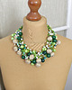 kolie Soczysty, zielony, biały, złoty naszyjnik, kolia - 7253 3