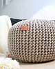 pufy do siedzenia Pufa beżowa bawełniana okrągła handmade 2