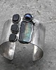 bransoletki wire wrapping Surowy labradoryt z perłą    - BRANSOLETA MANKIET - CUFF 1