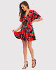 sukienki midi damskie Czerwona sukienka mini z nadrukiem w kwiaty DA1858 RED 3