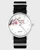 zegarki damskie Zegarek - Kwitnąca wiśnia - czarny, nylonowy 1
