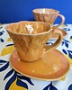 filiżanki Zestaw dwóch ceramicznych  filiżanek z talerzykami polskie rękodzieło 1