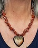 korale Elegancki naszyjnik z piasku pustyni z sercem z jaspisu unikat handmade 7