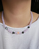 chokery Fioletowy naszyjnik choker z koralików kwiat i pszczółki 3