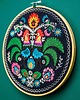 Ozdoby na ścianę Koguty łowickie - granatowy, haft w tamborku 20 cm 4