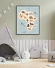 obrazy i plakaty PLAKAT do pokoju dziecka, mapa zwierzęta Afryki, safari ilustracja 2