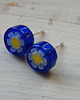 kolczyki wire wrapping żółte środki  - sztyfty 1