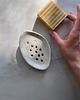 mydelniczki Handmade Ceramiczna Mydelniczka Podłużna Biała w Piegi 1