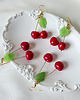 kolczyki z masy plastycznej Wisienki kolczyki wiśnie cherries złote 2