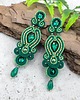 kolczyki soutache Queen zielone ze złotem wieczorowe długie kolczyki sutasz 2