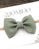 ozdoby do włosów dla dzieci Opaska do włosów kokarda z lnu zielona Linen Bow Sage 1