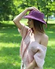 kapelusze damskie Kapelusz Lena, rafia 100%, winogronowy, handmade, rozmiar 56 3