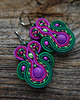 kolczyki soutache Zieleń, fuksja i cyklamen- kolczyki sutasz 5